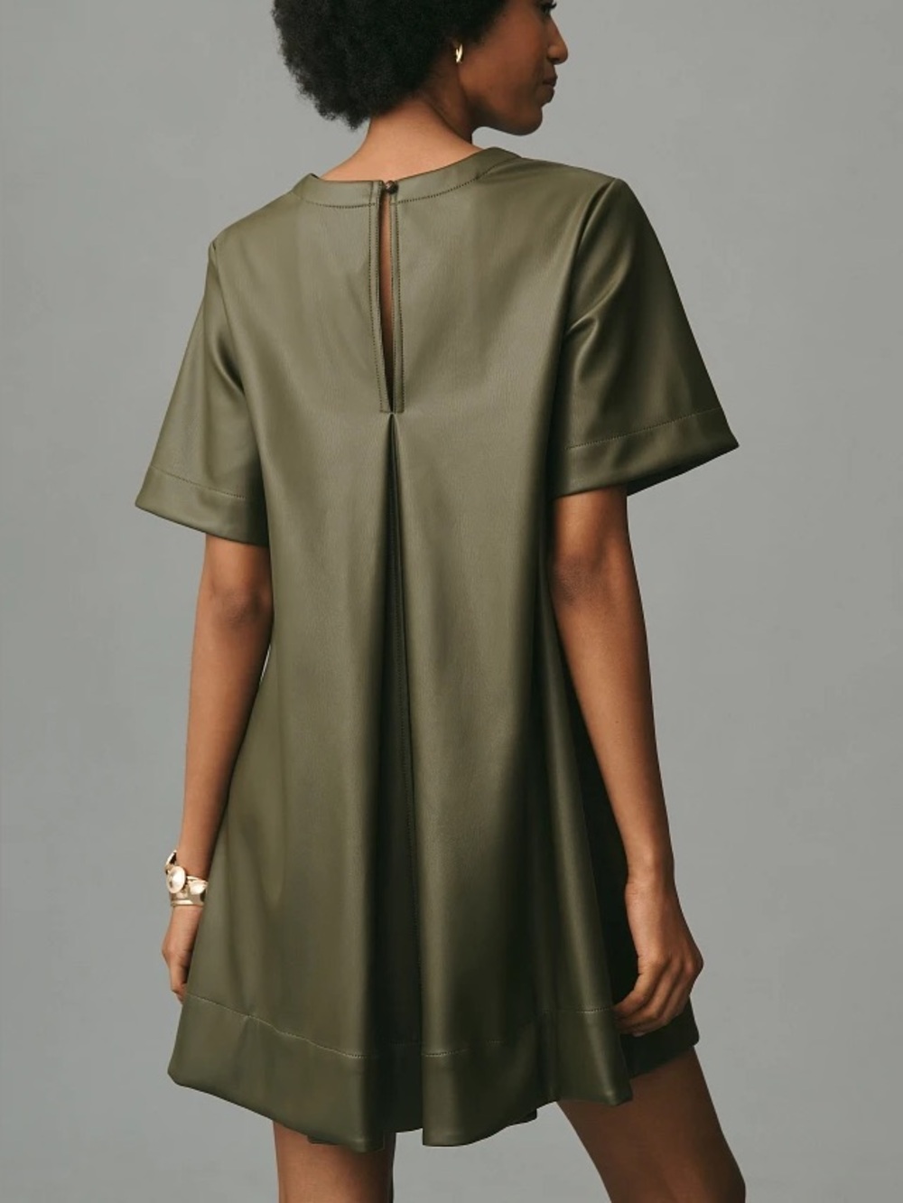 NWT Anthropologie The Emmy Faux Leather Short-Sleeve Mini Dress by Maeve - Picture 3 of 6